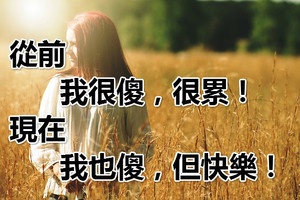 從前，我很傻，很累！現在我也傻，但快樂！