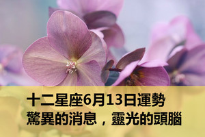 十二星座6月13日運勢：驚異的消息，靈光的頭腦