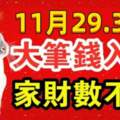 11月29.30日大筆錢入帳，家財數不盡的生肖