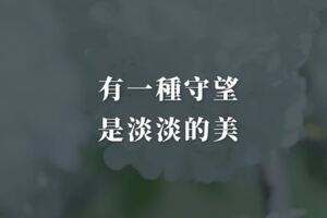 有一種守望，是淡淡的美；有一種相知，是如影相隨