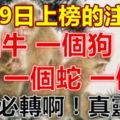 5月19日上榜的注意了！一個牛，一個狗，一個蛇，一個猴！