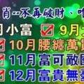 八大生肖：8月-12月富貴無憂