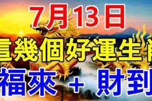 7月13日好運的生肖，福來+財到