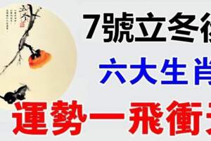 11月7號立冬後來喜又來財，六個生肖運勢一飛衝天