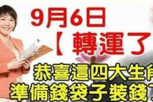 9月6日轉運了，四大生肖準備錢袋子裝錢了