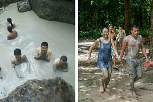 馬來西亞沙巴火山泥賣600歐元一瓶，美女們不顧形象滾泥潭