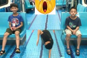 台灣為營造大運會氣氛，將地鐵地板變成各種體育「主會場」