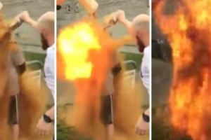 【視頻】丹麥25歲未婚男子接受「肉桂粉灑全身」的傳統儀式，沒想到下一秒居然引爆當場火燒身！