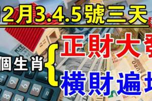 12月3.4.5號三天正財大發，橫財遍地，迎來轉運之機的生肖