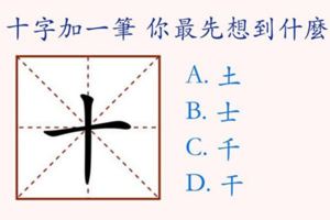 測試：「十」字加一筆你最先想到什麼字？測你的性格