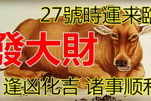 27號時運來臨，很快能發大財，逢凶化吉，諸事順利的生肖