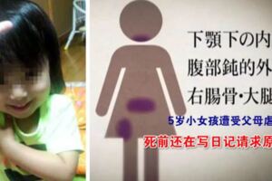 5歲小女孩遭受父母虐待慘死，死前還在寫日記請求原諒……