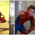 蜘蛛人到醫院探視病童，當場秀了一段「特技」，讓孩子們都要樂翻了！