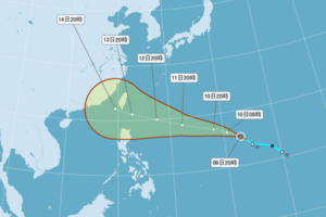 泰利13日起影響台灣 強度中颱以上