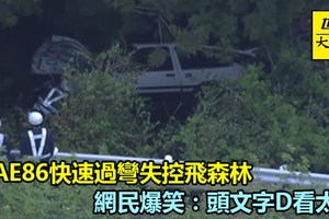 熱血男駕AE86快速過彎失控飛森林，網民爆笑：頭文字D看太多《內附視頻》