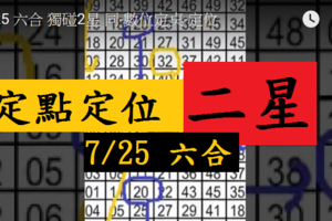 7/25 六合 獨碰2星 同-數位定奌-定位