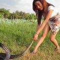 柬埔寨妹紙 另類陷阱捕蛇法，令人傻眼。。