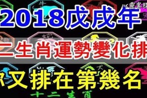 2018戊戌年，十二生肖運勢變化排名！你又排在第幾名？ 