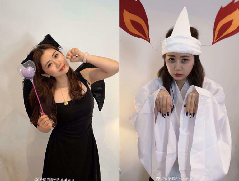 福原愛近日時常分享一些萬聖節裝扮造型。(圖/翻攝自微博) 福原愛近日時常分享一些萬聖節裝扮造型。(圖/翻攝自微博)