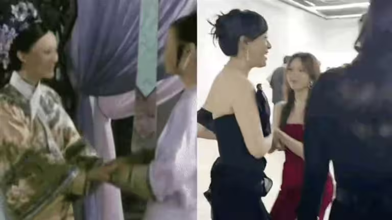 林志玲模仿《甄嬛傳》對孫儷行禮,但孫儷沒有回應惹議。(圖/翻攝自微博) 林志玲模仿《甄嬛傳》對孫儷行禮,但孫儷沒有回應惹議。(圖/翻攝自微博)