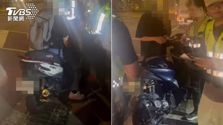 警方在颱風夜執行路檢勤務,除了查緝酒駕之外,昨晚也攔查了13輛改裝車。(圖/TVBS) 警方在颱風夜執行路檢勤務,除了查緝酒駕之外,昨晚也攔查了13輛改裝車。(圖/TVBS)
