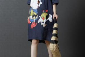 韓版寬鬆大碼卡通棉麻連衣裙