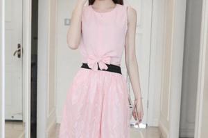 2017新款夏季少女韓版時尚兩件套裝小香風無袖甜美連衣裙