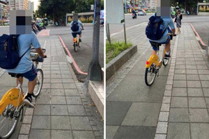 學生「人行道騎腳踏車」他怒轟：白目　照片曝光反遭網嗆爆