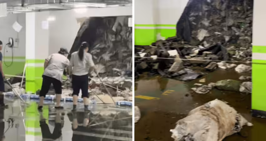 暴雨沖破中國車庫牆　住戶見一幕氣炸了
