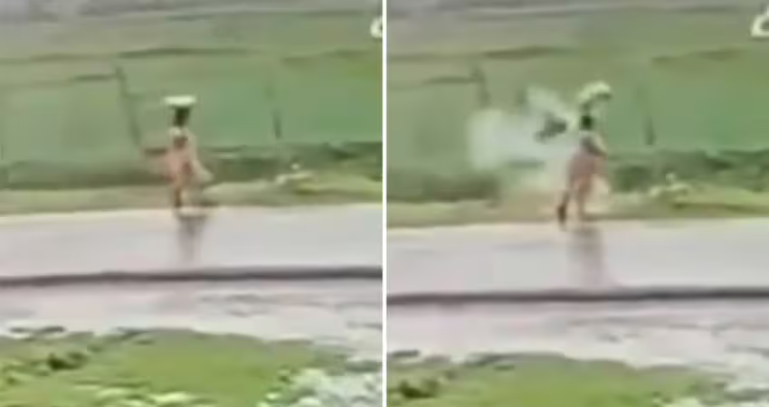 頭頂鍋子遮雨遭雷劈　她全身冒煙倒地