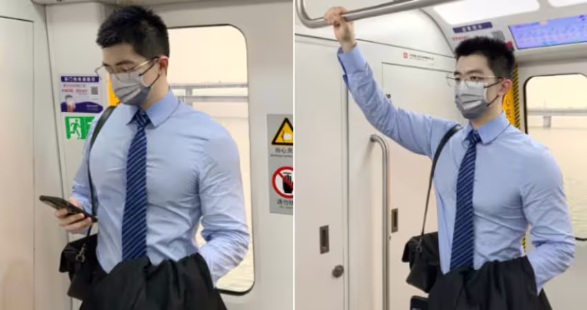 搭車驚見天菜上班族肌肉超猛！摘下口罩「驚人真面目曝」