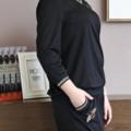 2017初秋新品加肥加大碼黑色修身顯瘦休閒套裝