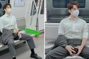 搭車瞄到「西裝眼鏡天菜帥哥」　「他一摘下口罩」顏值高到差點害情侶吵架