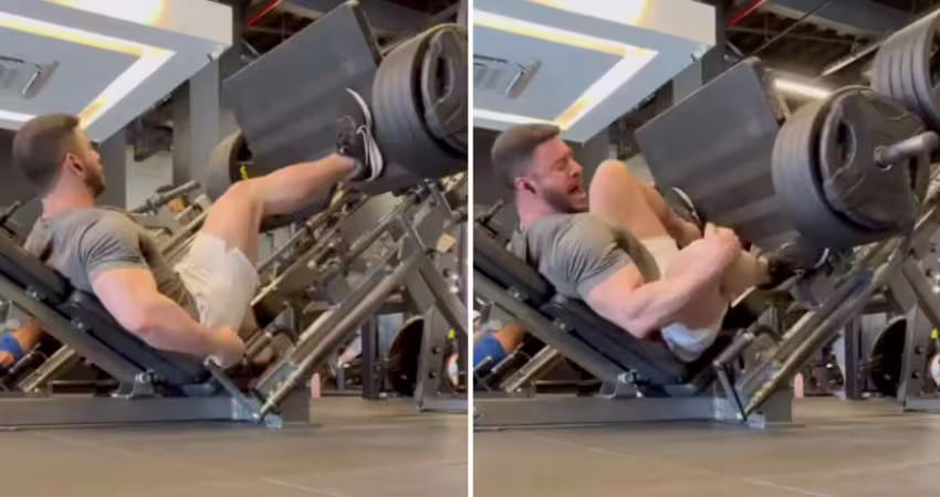 猛男挑戰400公斤腿推！「啪一聲」右腿斷裂淒厲慘叫