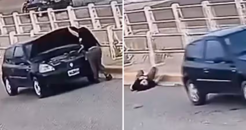 女子路邊修車一半　車輛突暴衝輾過全身
