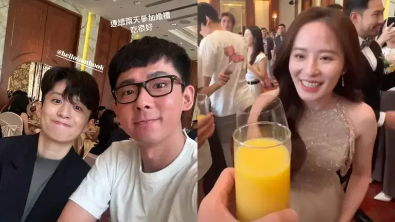▲阿滴(左圖右1)出席HOOK親姊姊(右圖)的婚禮,意外曝光新娘長相。(圖/阿滴IG) ▲阿滴(左圖右1)出席HOOK親姊姊(右圖)的婚禮,意外曝光新娘長相。(圖/阿滴IG)