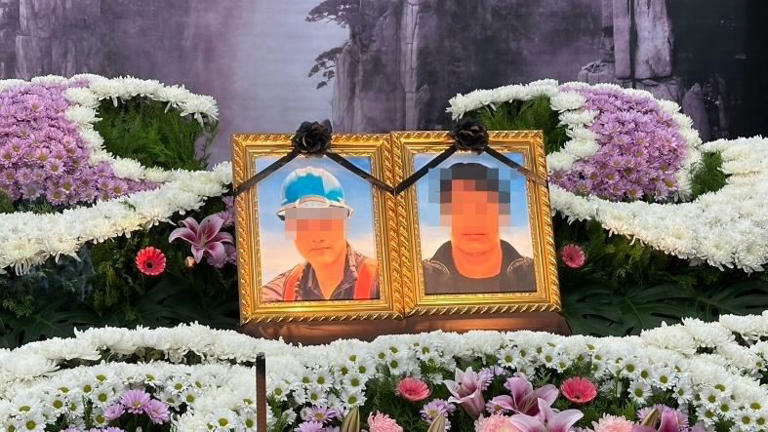 全聯惡火釀9死慘劇,水電包工頭廖姓父子葬身火窟,28日舉辦告別式。(圖/翻攝畫面) 全聯惡火釀9死慘劇,水電包工頭廖姓父子葬身火窟,28日舉辦告別式。(圖/翻攝畫面)