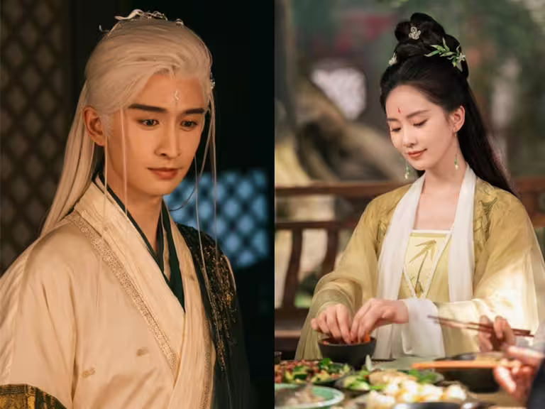 張雲龍(左)白髮蛇妖造型爆帥出圈,右為劉詩詩。(iQIYI愛奇藝國際版提供) 張雲龍(左)白髮蛇妖造型爆帥出圈,右為劉詩詩。(iQIYI愛奇藝國際版提供)