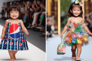 AI畫出小孩走伸展台穿上「廢棄物時裝」　「洋芋片洋裝」可愛爆表
