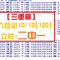 【三重森】六合彩10/18(120)立柱:二中一