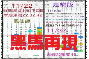 【一五八】11月22日黑馬再現~出招✭上期7尾37大獨支大黑馬 本期拼獨支拼天碰 鳳仙版