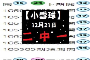 【小雪球】12月21日今彩539..二中一 參考
