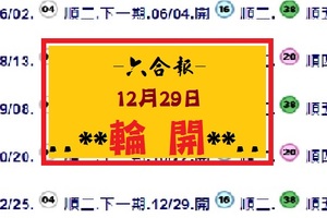 【六合報】12月29日..**輪開參考**..