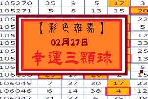 【彩色斑馬】「今彩539」02月27日 幸運3顆球!!!