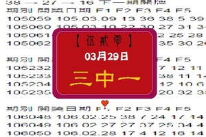 【伍貳零】「今彩539」03月29日 三中一參考