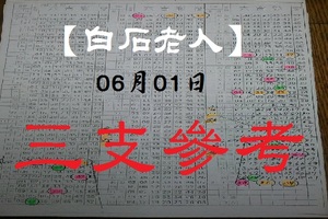 【白石老人】2017「六合彩」06月01日 三支參考