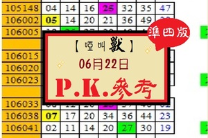 【啞叫獸】2017「六合彩」06月22日 PK參考分享!!