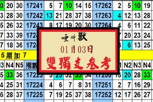 啞叫獸01月03日-539 雙獨支參考一星定位精彩出閘