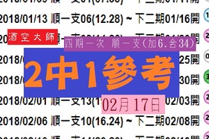 02月17日酒空大師四期一次今彩2中1參考無極限