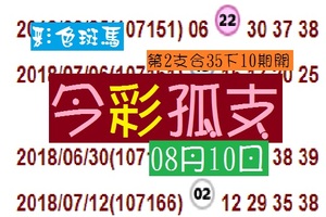 彩色斑馬版路PK08月10日今彩孤支好康報